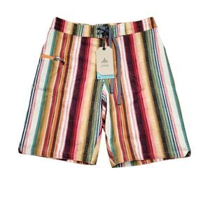 Prana Fenton Boardshorts Men's Size 28 9" Inseam Baja Colorful Striped Swim
